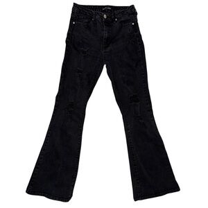 Black Ripped Flare Jeans